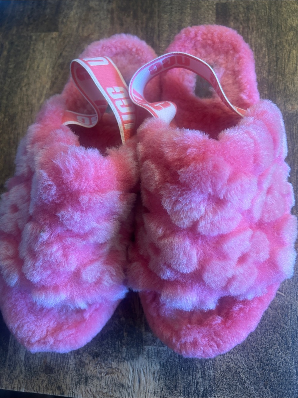 UGG Pink Plush Backstrap Slippers